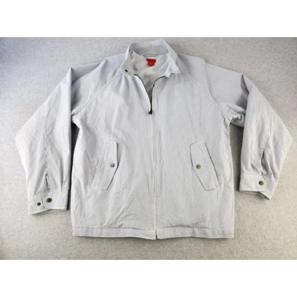 Vintage Izod Blue Striped Preppy Blue Full Zip Jacket Spring Summer Boating  XL‎